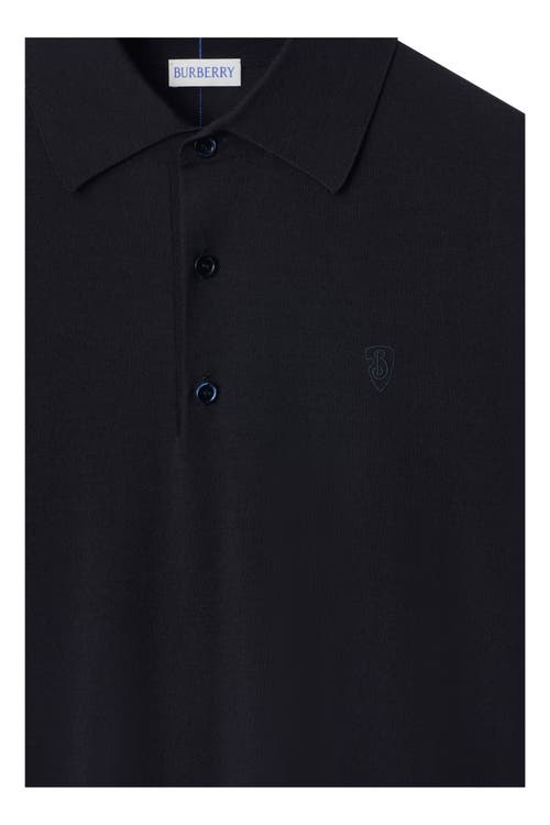 Shop Burberry Wool Polo Shirt In Navy