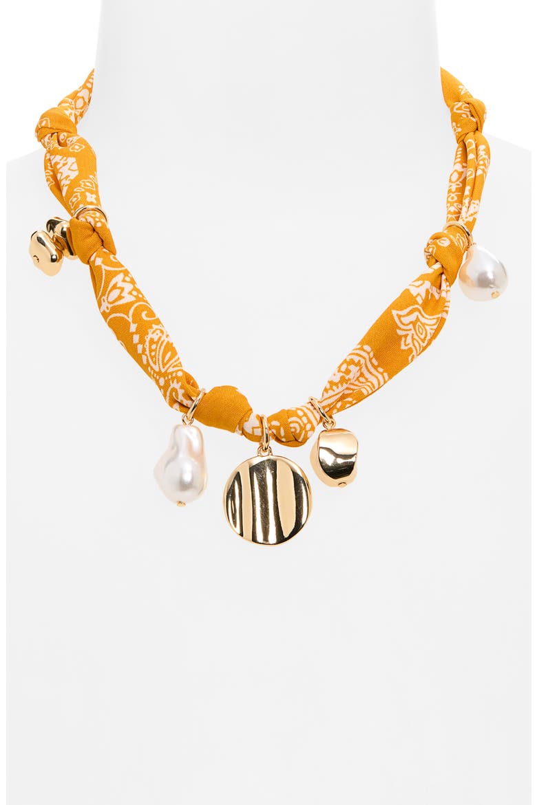 Bandanna Charm Necklace, Alternate, color, YELLOW MULTI- GOLD
