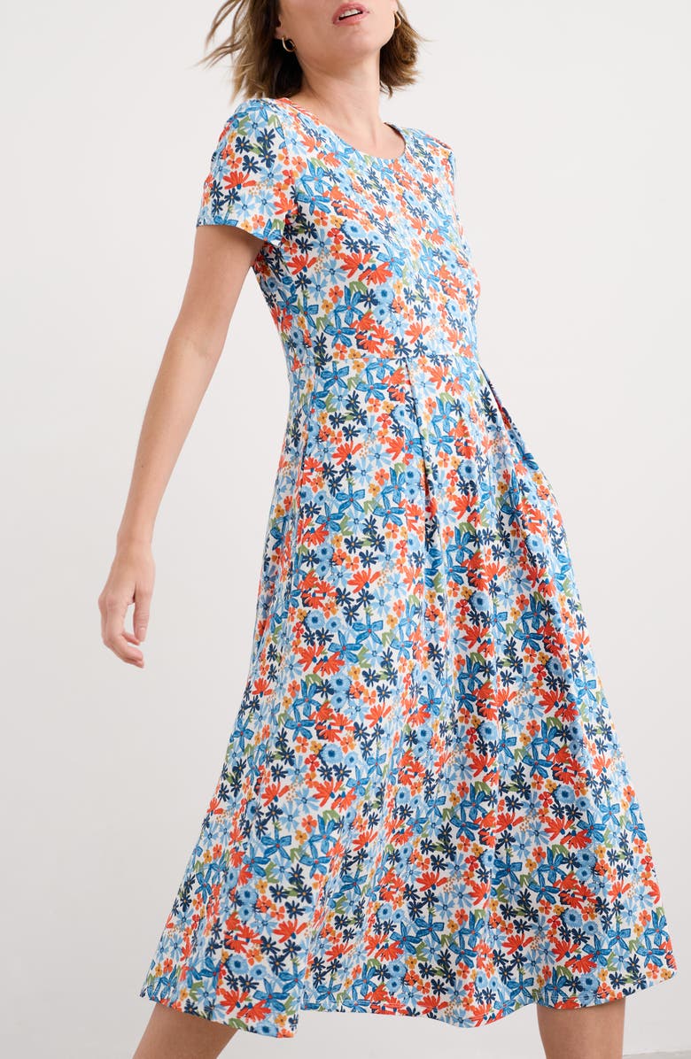 Seasalt Cornwall Veronica Print Stretch Organic Cotton Midi Dress, Alternate, color, Pastel Garden Chalk