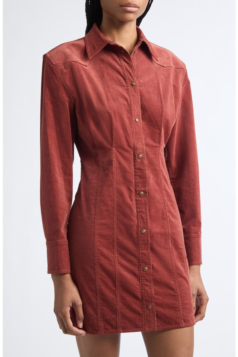 Evren Mini Shirtdress, Alternate, color, RUST