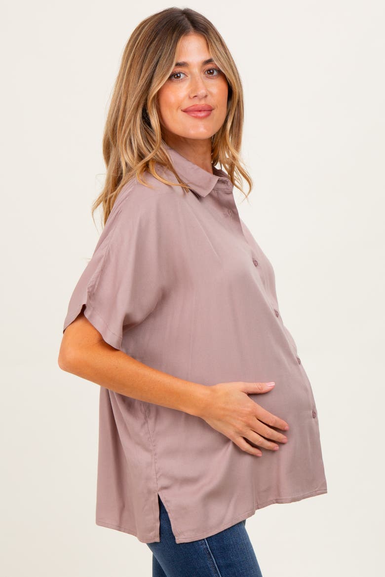 Dolman Sleeve Button Down Blouse, Alternate, color, Taupe