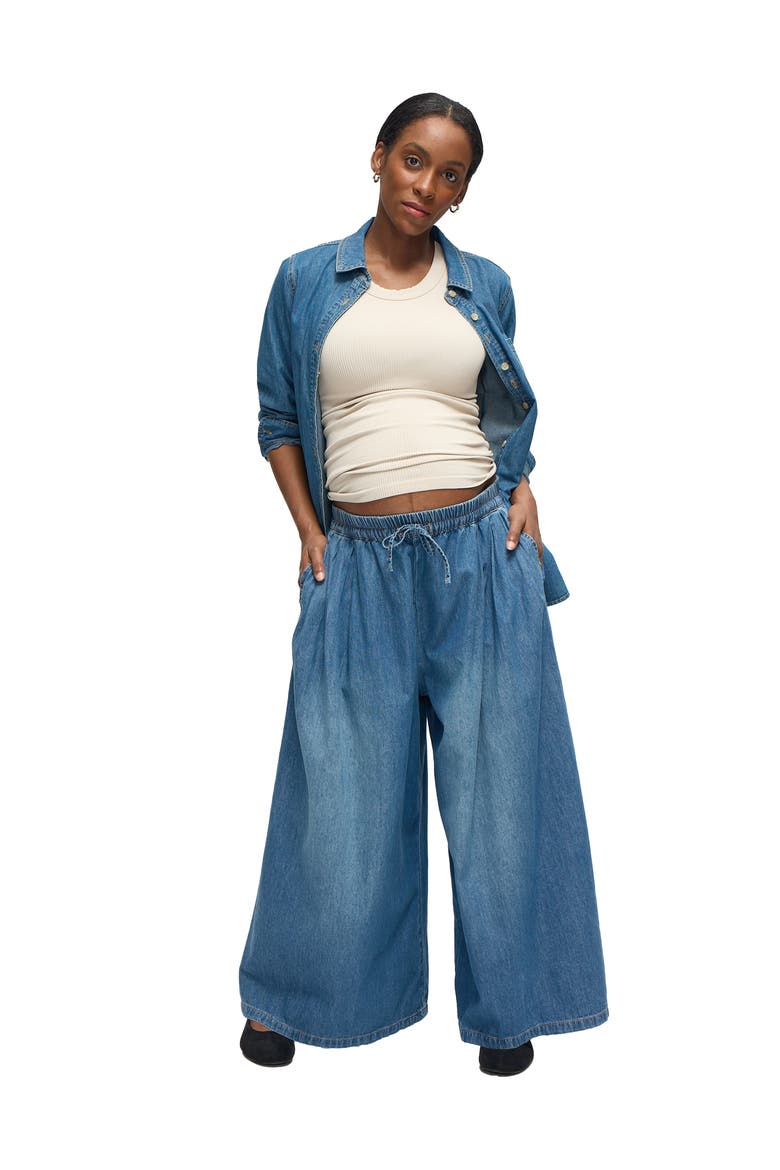 The Easy Wide Leg Denim Maternity Pant, Main, color, Med Wash
