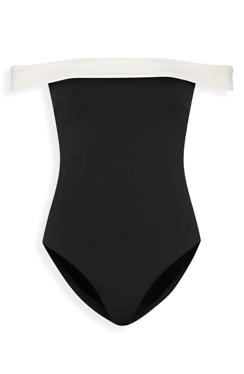 Milly Off the Shoulder One-Piece Swimsuit, Alternate, color,