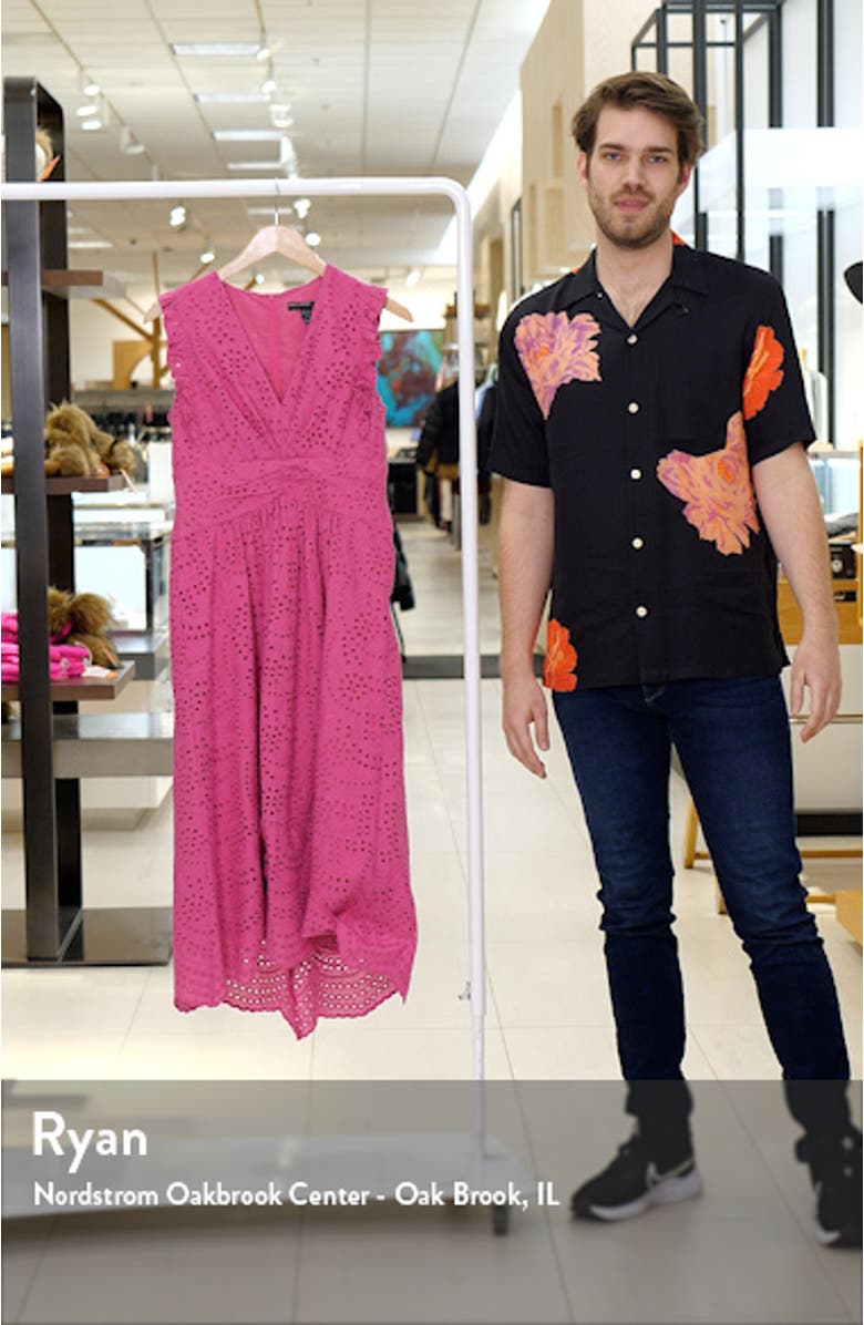 Sleeveless Embroidered Eyelet Midi Dress, sales video thumbnail