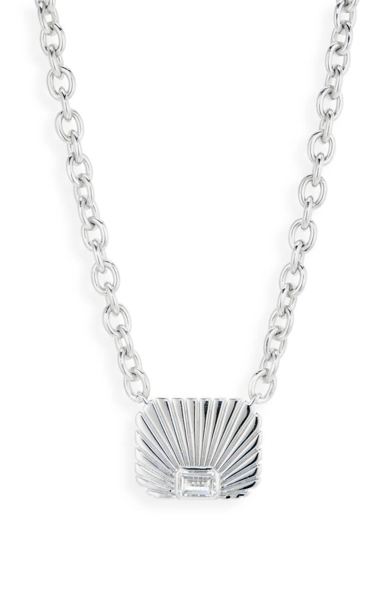 Ray of Light Sterling Silver & White Topaz Solitaire Pendant Necklace, Main, color, WHITE TOPAZ
