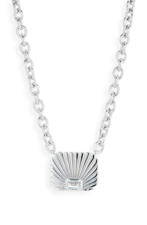 Ray of Light Sterling Silver & White Topaz Solitaire Pendant Necklace