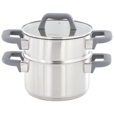 3 Piece 2.9 Quart Stainless Steel Steamer Set with Lid