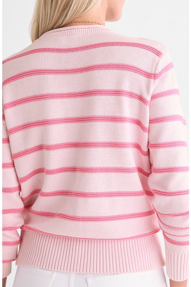 Striped Cotton Crewneck Sweater, Alternate, color, PINK DRINK STRIPE