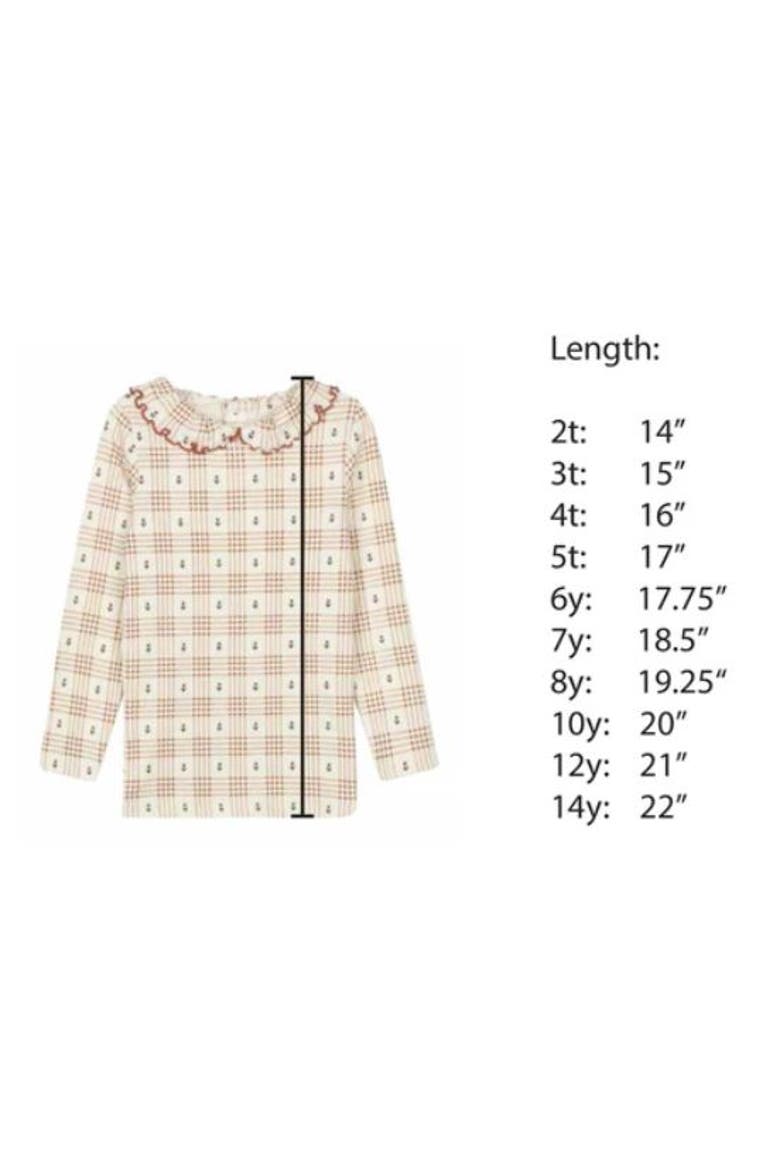 Cotton Floral Plaid Collection - Ruffle Neck Tee, Alternate, color, Blue