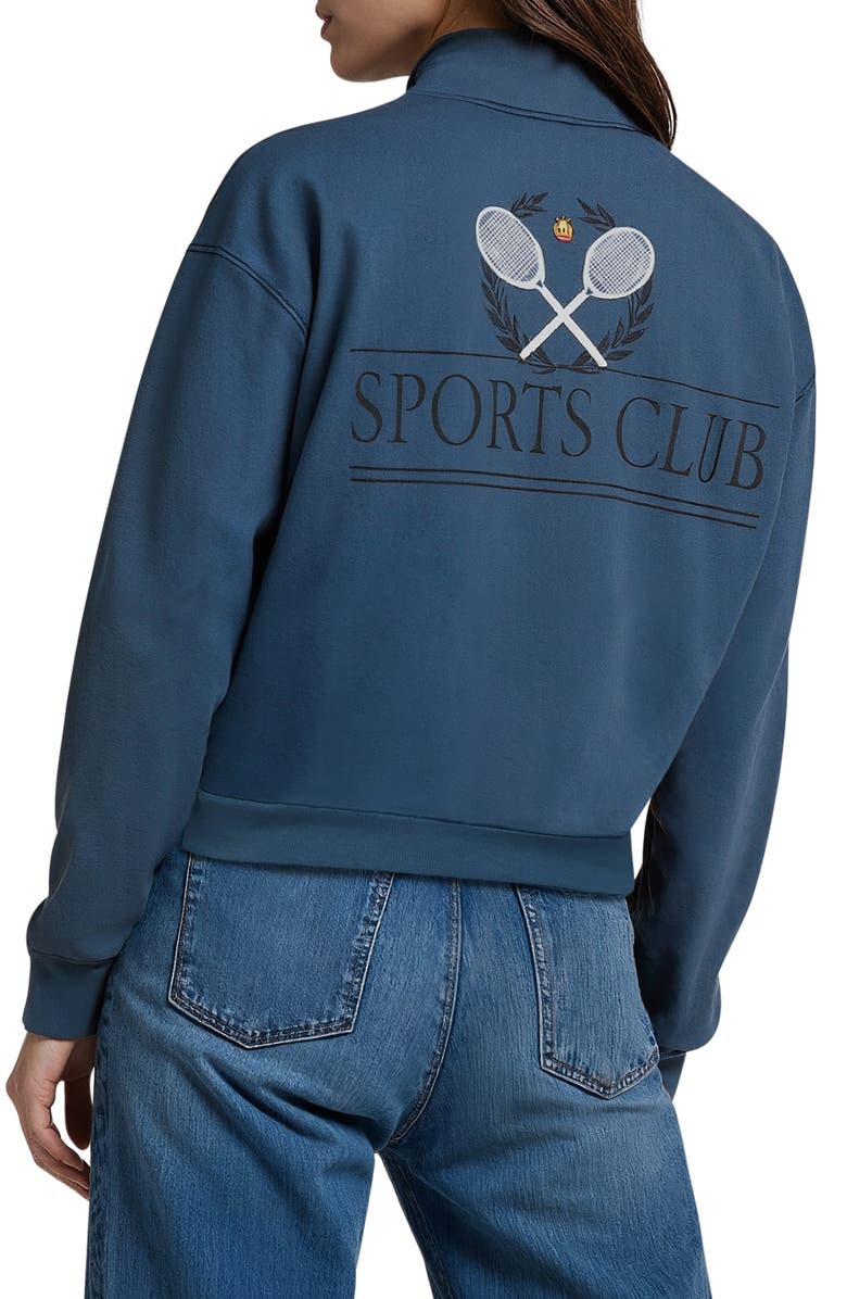 Wildfox Carly Sports Club Quarter Zip Pullover, Alternate, color, Vintage Indigo