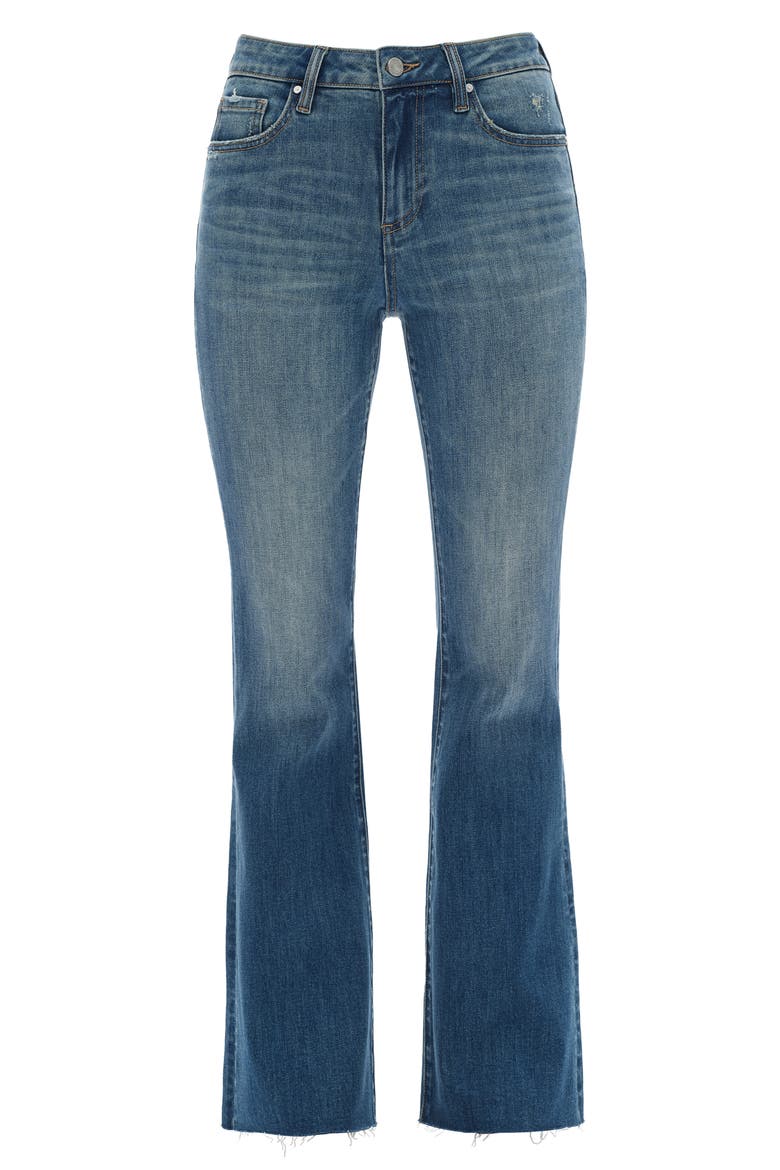 Raw Hem Mid Rise Flare Jeans, Alternate, color, MEDIUM BLUE