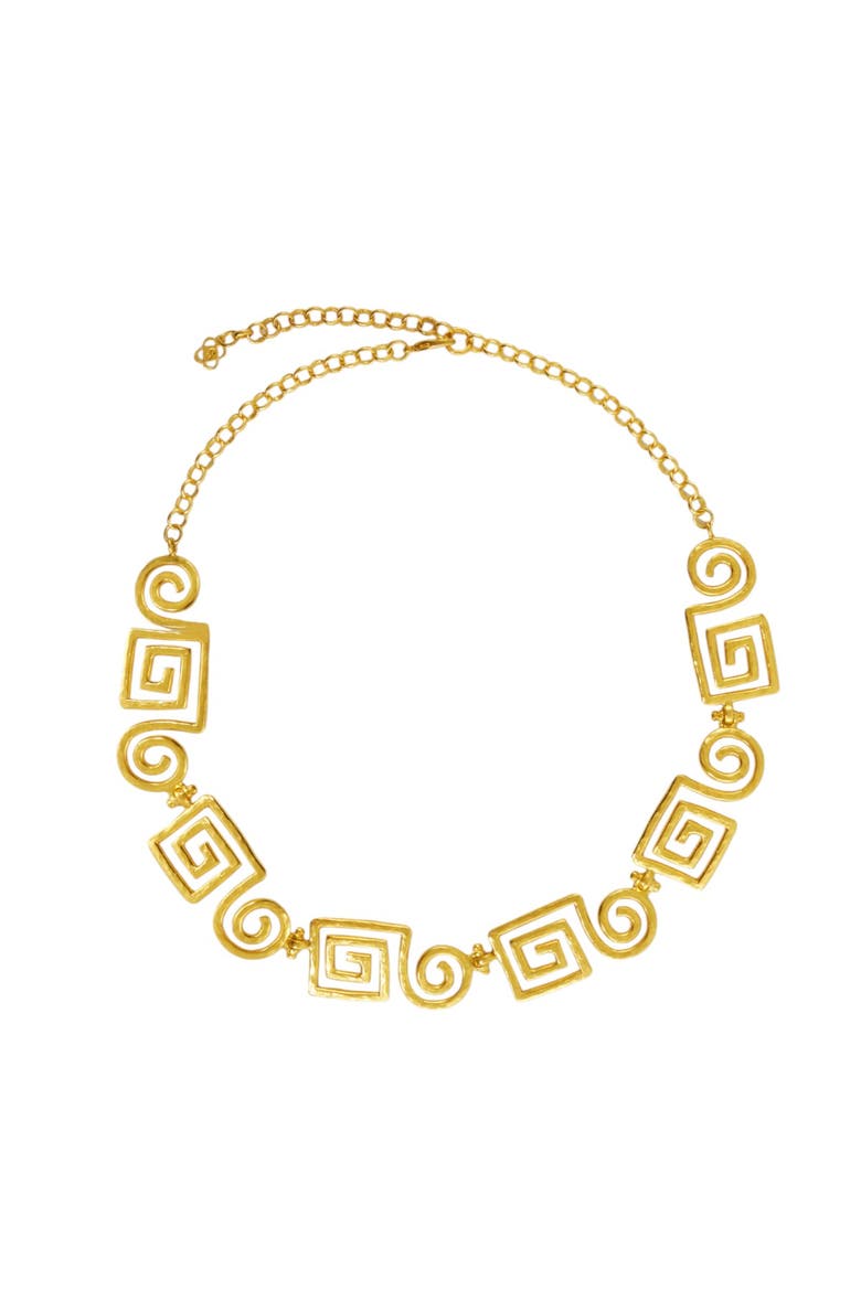 Megara Geometric Spiral Necklace, Main, color, Brass