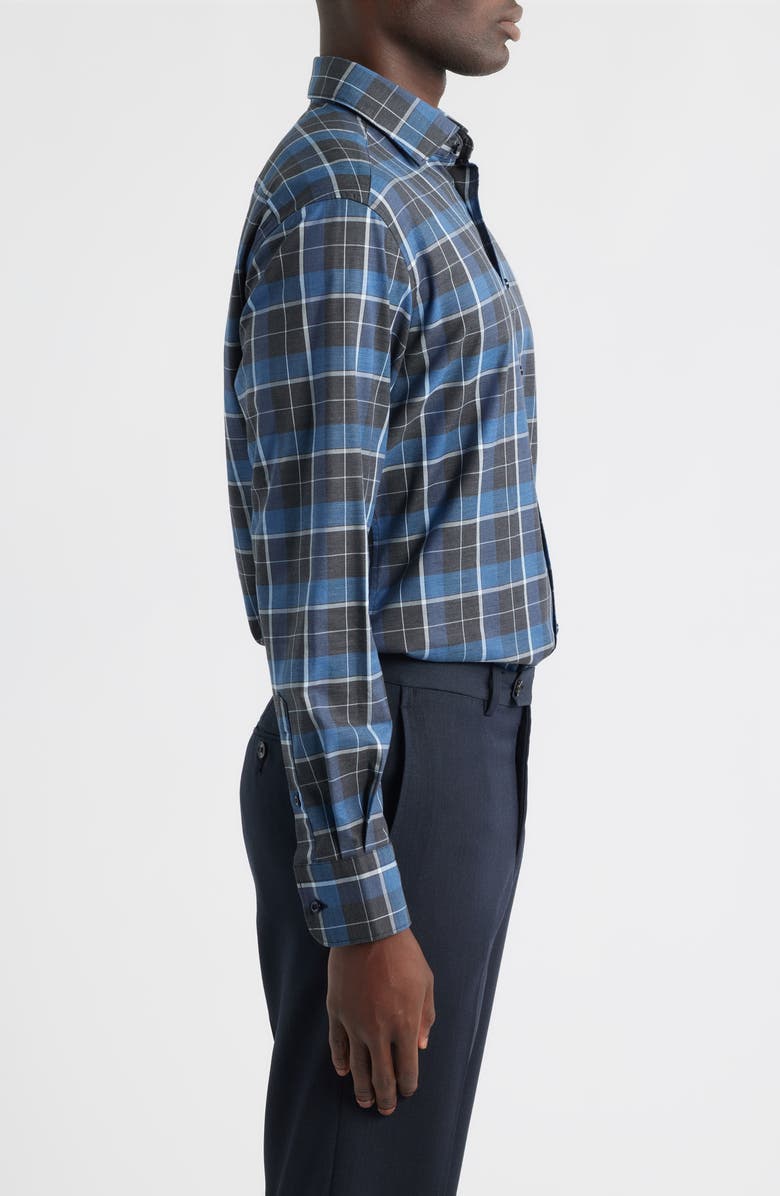 1863 by Eterna Modern Fit Plaid Non-Iron Cotton Twill Dress Shirt, Alternate, color, Dark Blue