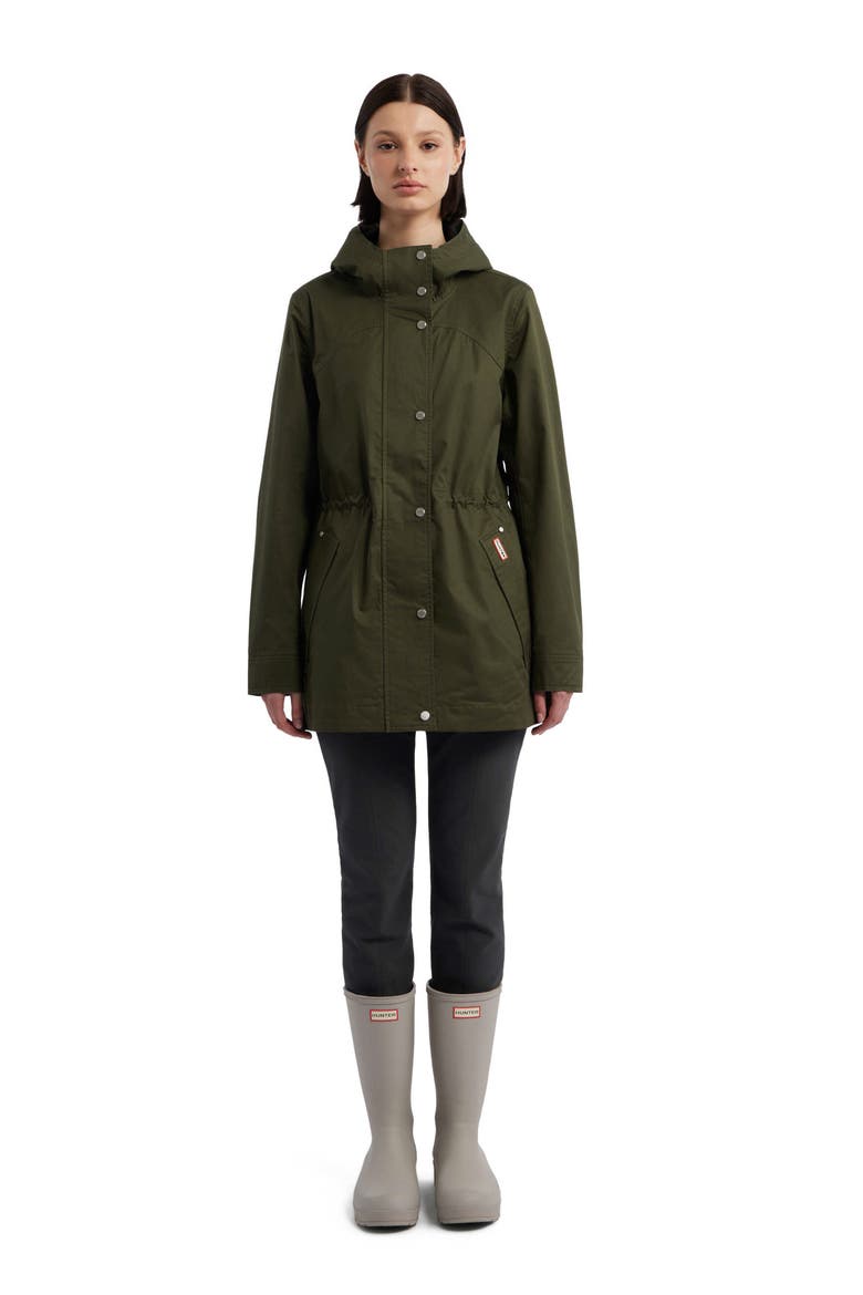 Adela Hooded Waterproof Jacket, Alternate, color, HUNTER GREEN