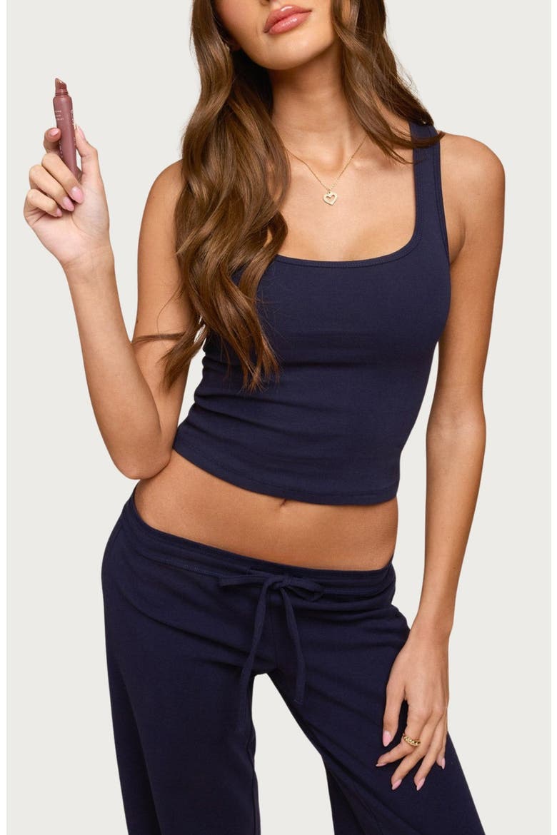 Linda Rib Crop Tank, Main, color, NAVY