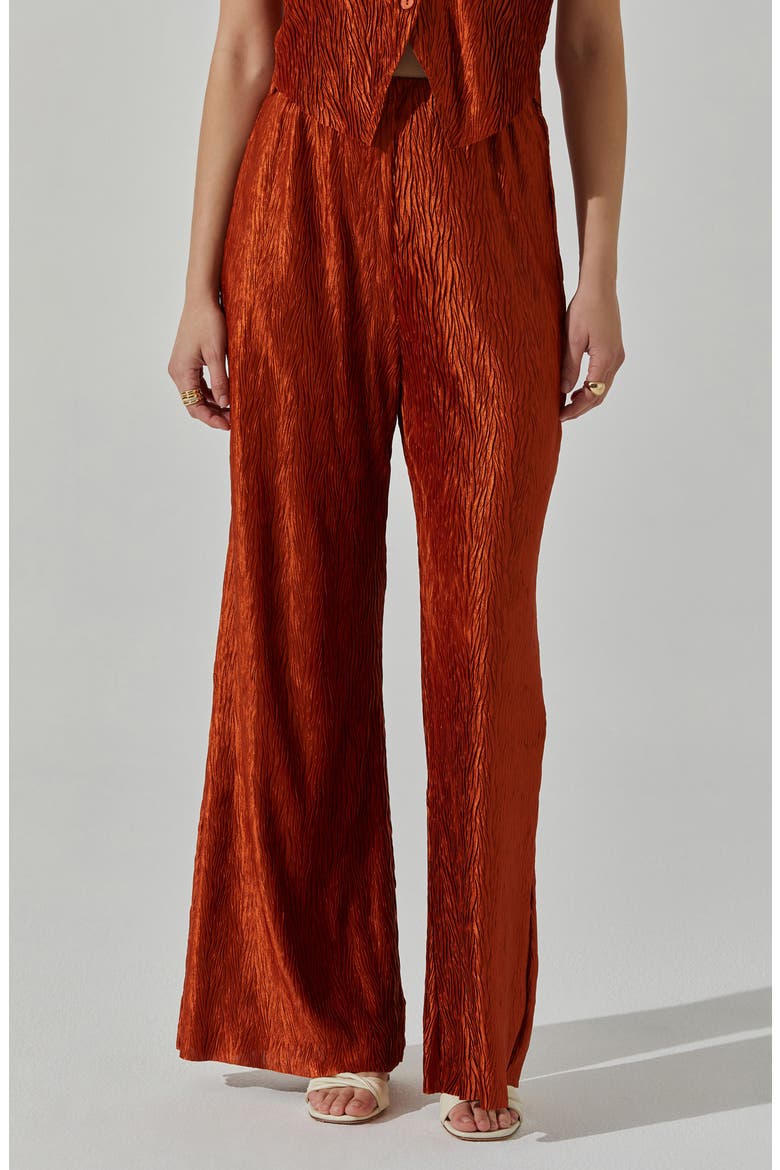 Plissé Wide Leg Pants, Alternate, color, RUST