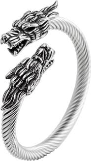 EYE CANDY LOS ANGELES Double Dragon Titanium Silver Wire Bracelet