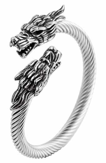 EYE CANDY LOS ANGELES Double Dragon Titanium Silver Wire Bracelet