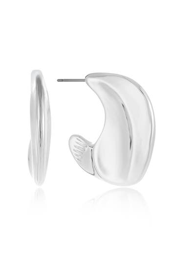 Ettika Wavy Crescent Hoop Earrings In Silver