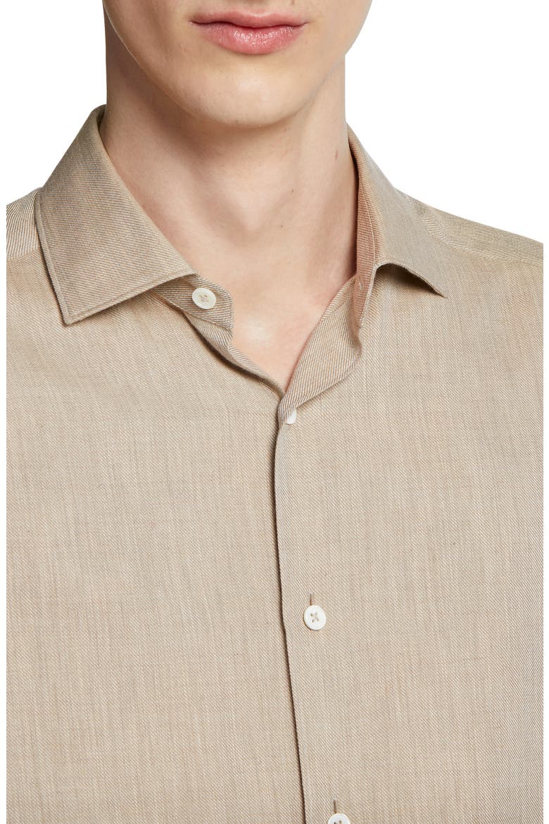 Cashco Cotton & Cashmere Button-Up Shirt, Alternate, color, BEIGE