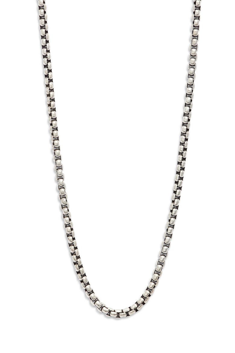 Rhapsody Round Box Chain Necklace, Main, color, SILVER