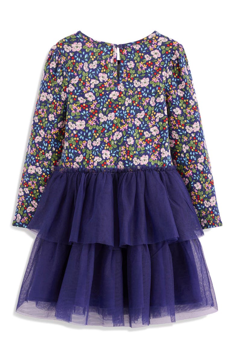 Kids' Jersey & Tulle Dress, Alternate, color, STARBOARD BLUE BERRY FLORAL
