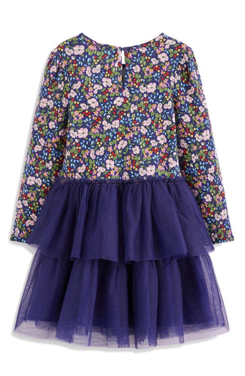 Mini Boden Kids' Jersey & Tulle Dress In Blue