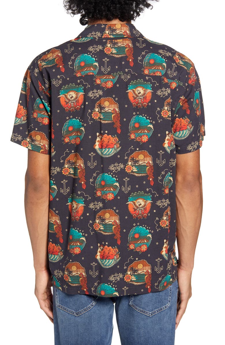 Hurley Trop Flash Short Sleeve Button-Up Camp Shirt, Alternate, color, 