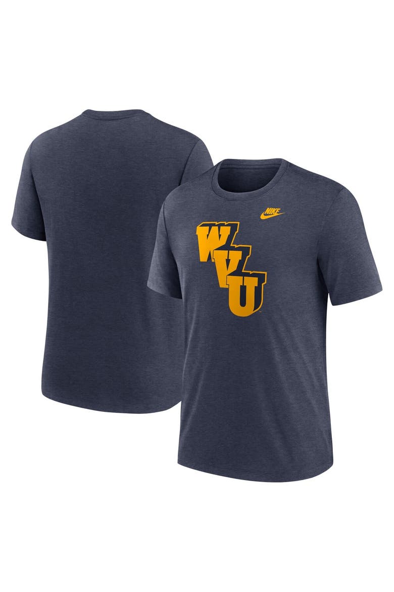 Men's Nike Heather Navy West Virginia Mountaineers Blitz Legacy Primary Tri-Blend T-Shirt, Main, color, Heather Navy