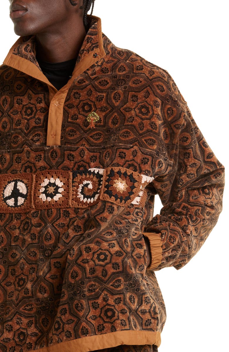 Story mfg. Polite Crochet Detail Organic Cotton Velvet Pullover, Alternate, color, 