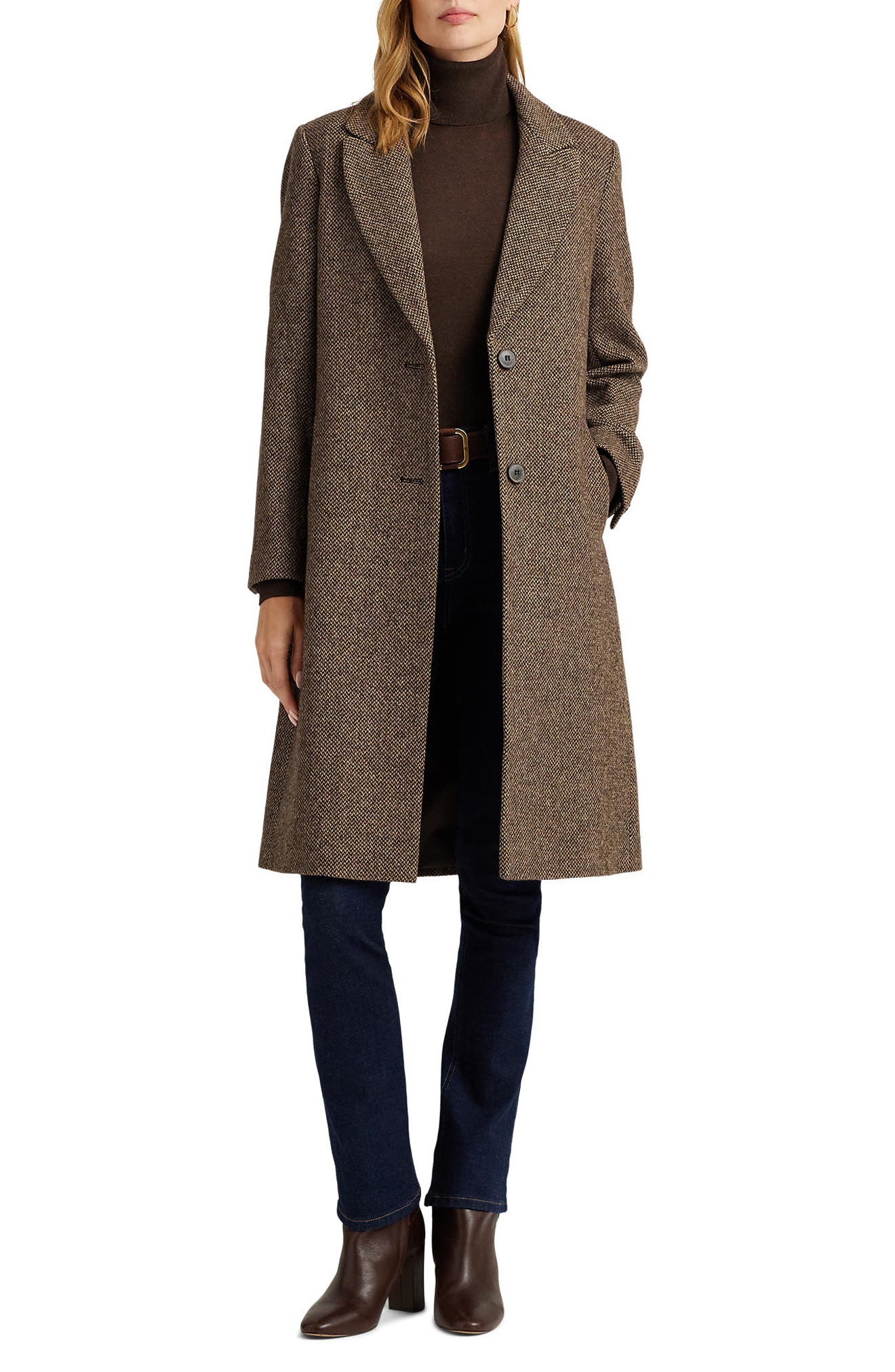 Broken Twill Wool Blend Coat