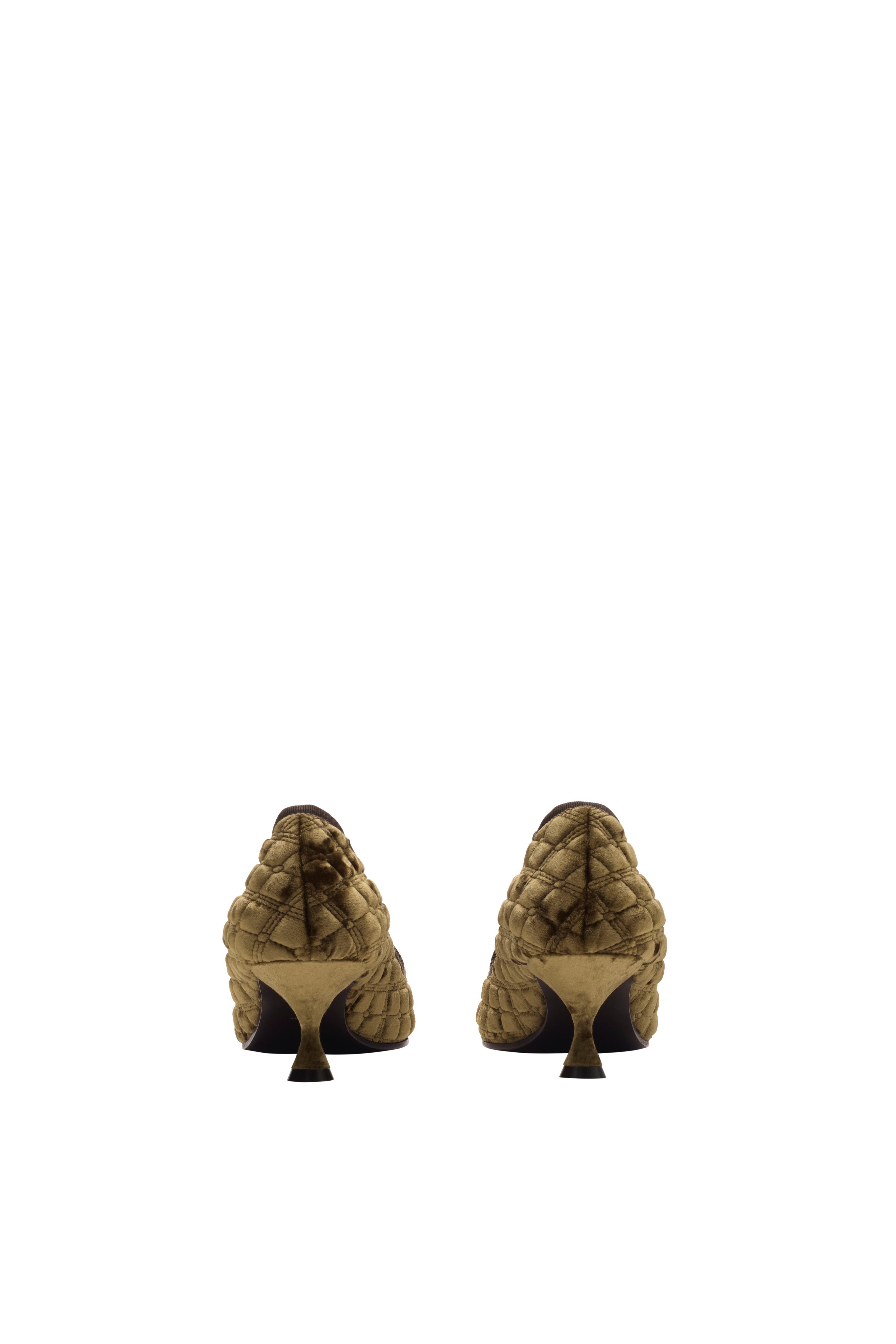 Burberry Quilted Velvet Cameo Slippers, Alternate, color, Linden Brown