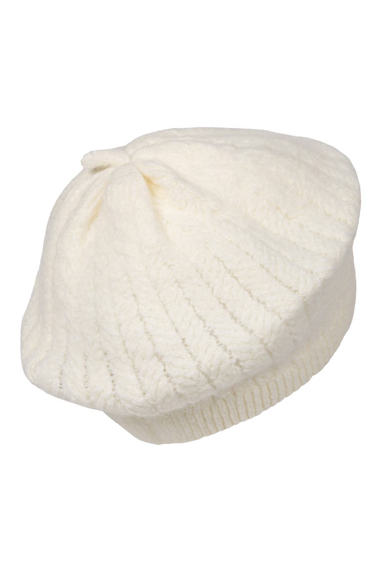 Herringbone Knit Beret, Alternate, color, CREAM