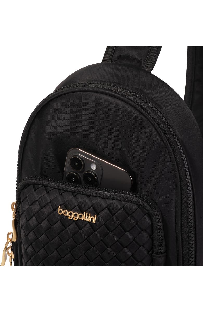 BAGGALLINI Waverly Woven Sling, Alternate, color, Black Woven Twill
