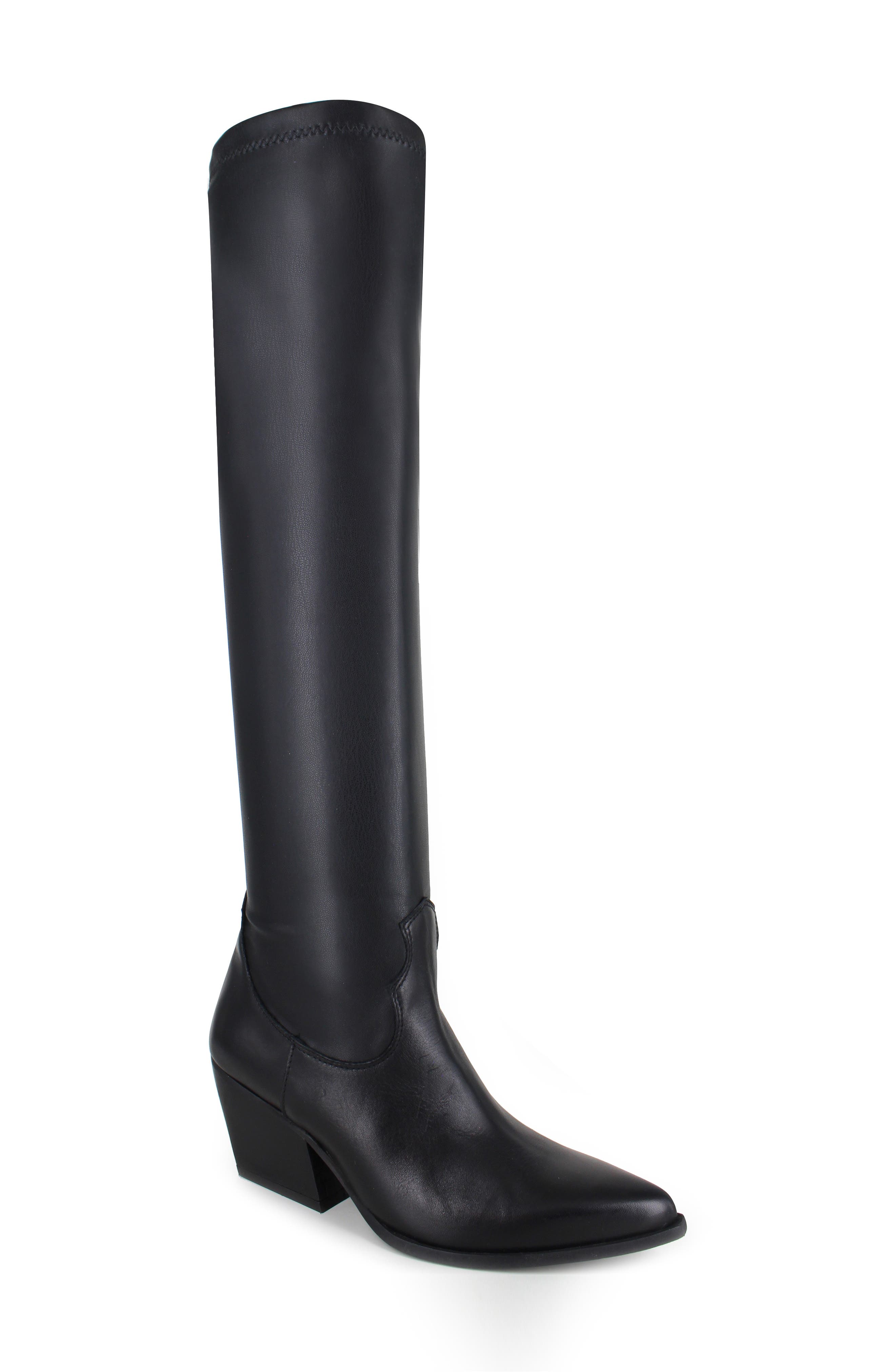 ZIGI Betty Water Resistant Knee High Western Boot, Main, color, Black