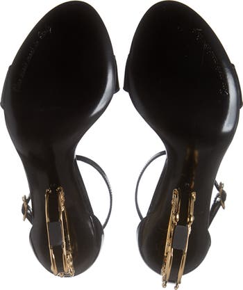 【関税送料込】DOLCE&GABBANA Keira Baroque DG Heel Sandal DOLCE & GABBANA Womens 37.5IT Keira Baroque DG Black/Gold