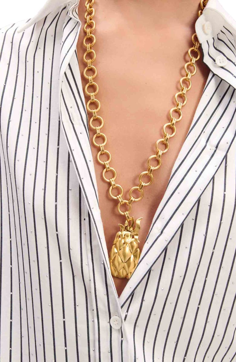 maje Rhinestone striped shirt, Alternate, color, Black / White Stripes