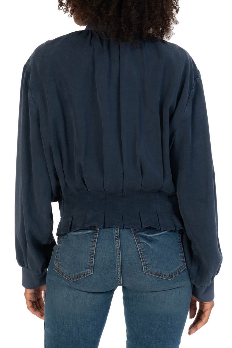 Alina Pleated Bomber Jacket, Alternate, color, NAVY