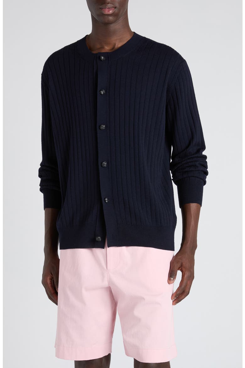 Rib Wool Cardigan, Main, color, 4140 ABYSS