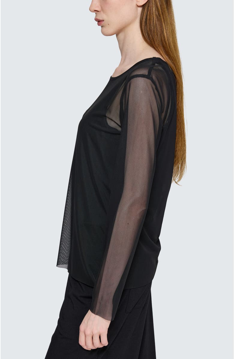 LUUKAA Marlene Garment-Dyed Mesh Blouse, Alternate, color, Black