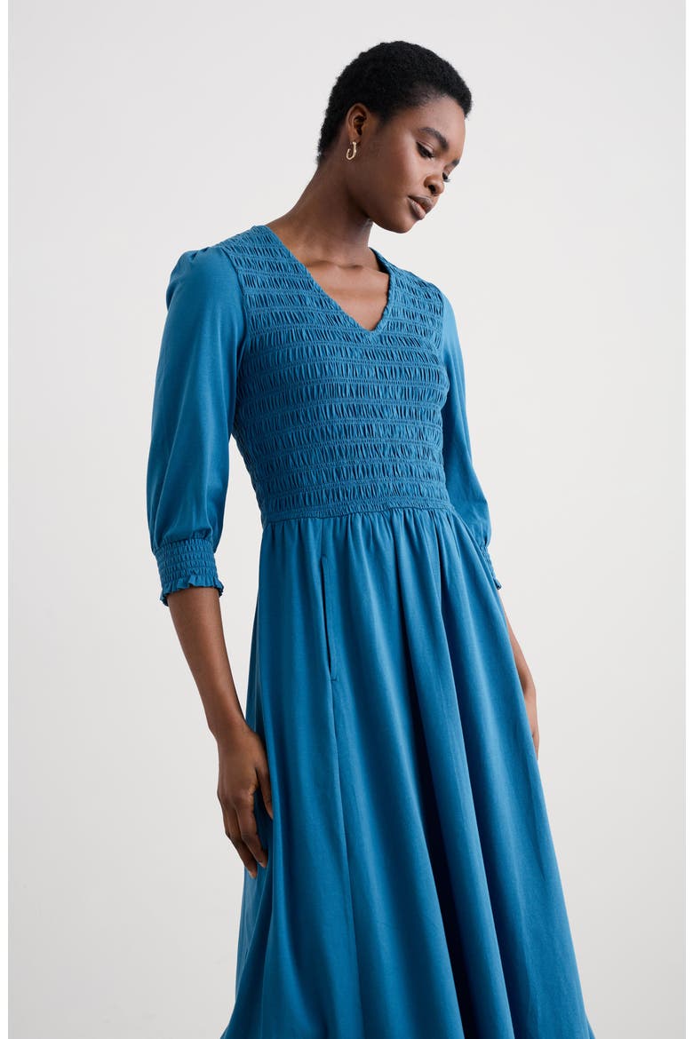 Sea Sound Smocked Midi Dress, Alternate, color, SHORE