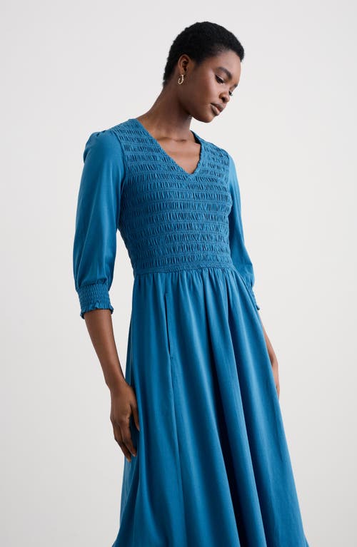 Seasalt Cornwall Sea Sound Smocked Midi Dress In Blue