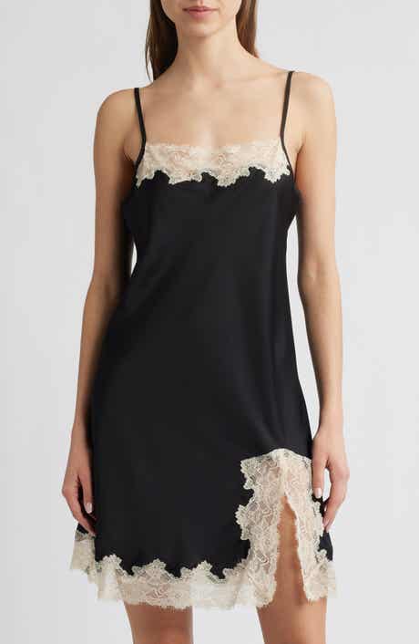 Lace Trim Satin Chemise