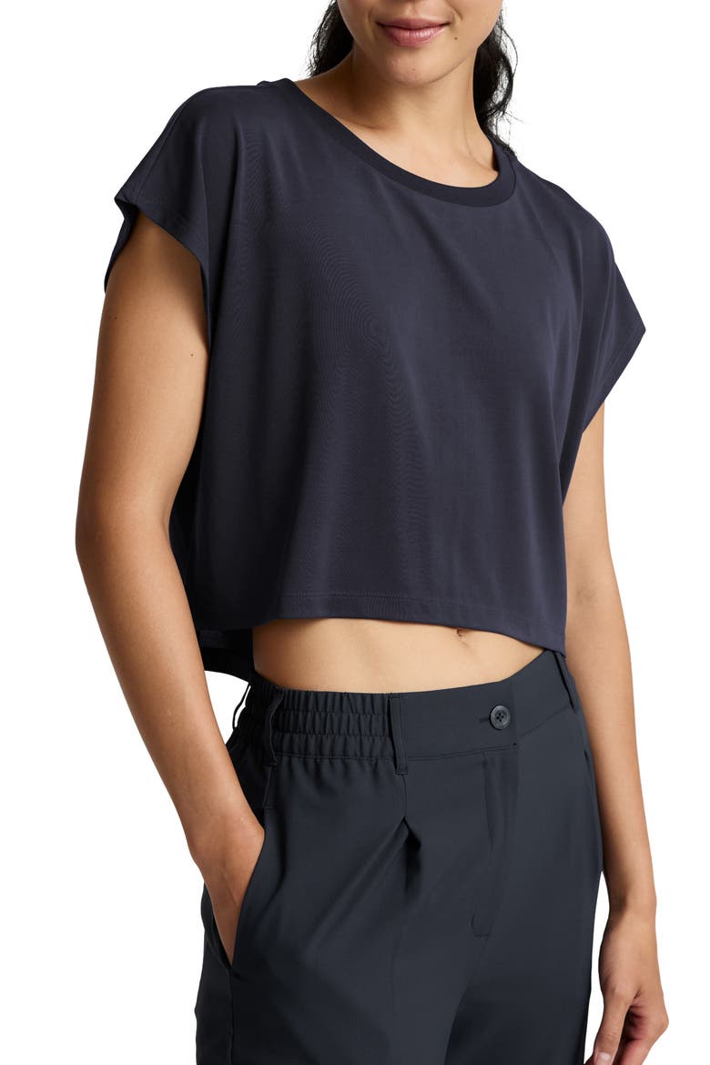 Studio Knit Crop T-Shirt, Main, color, NOCTURNAL NAVY