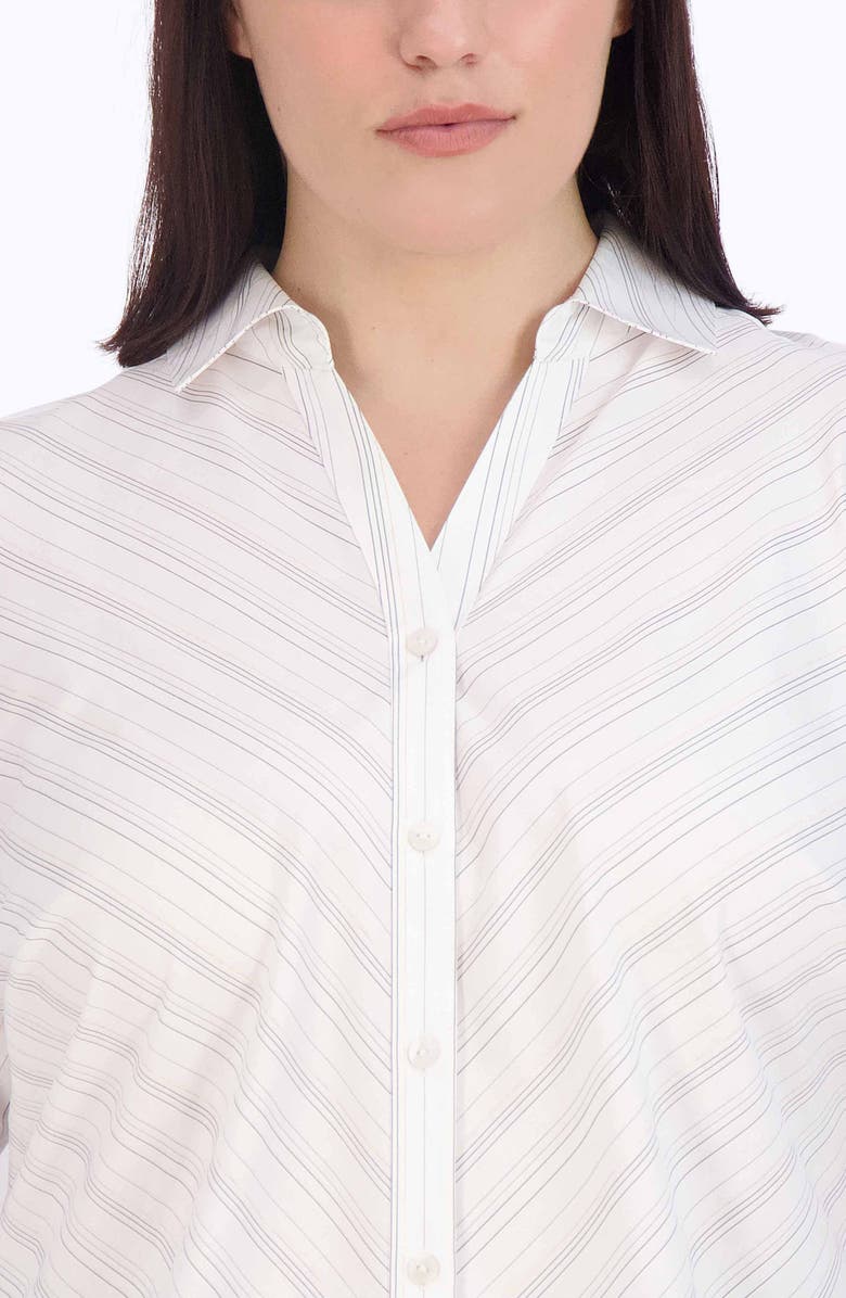 Foxcroft Mary Metallic Stripe Shirt, Alternate, color, White/ Black Stripe