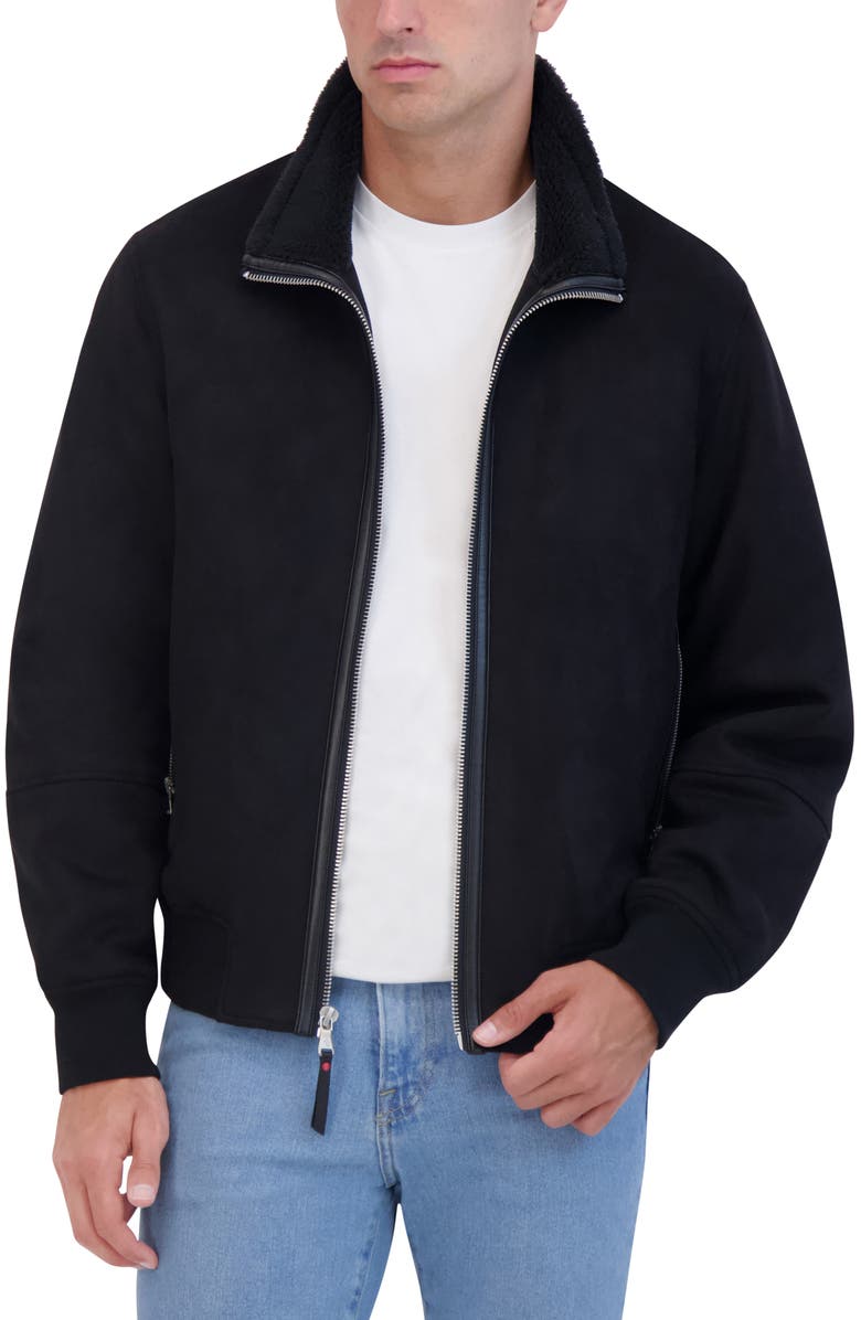 Robert Graham Faux Suede Bomber Jacket, Alternate, color, Black