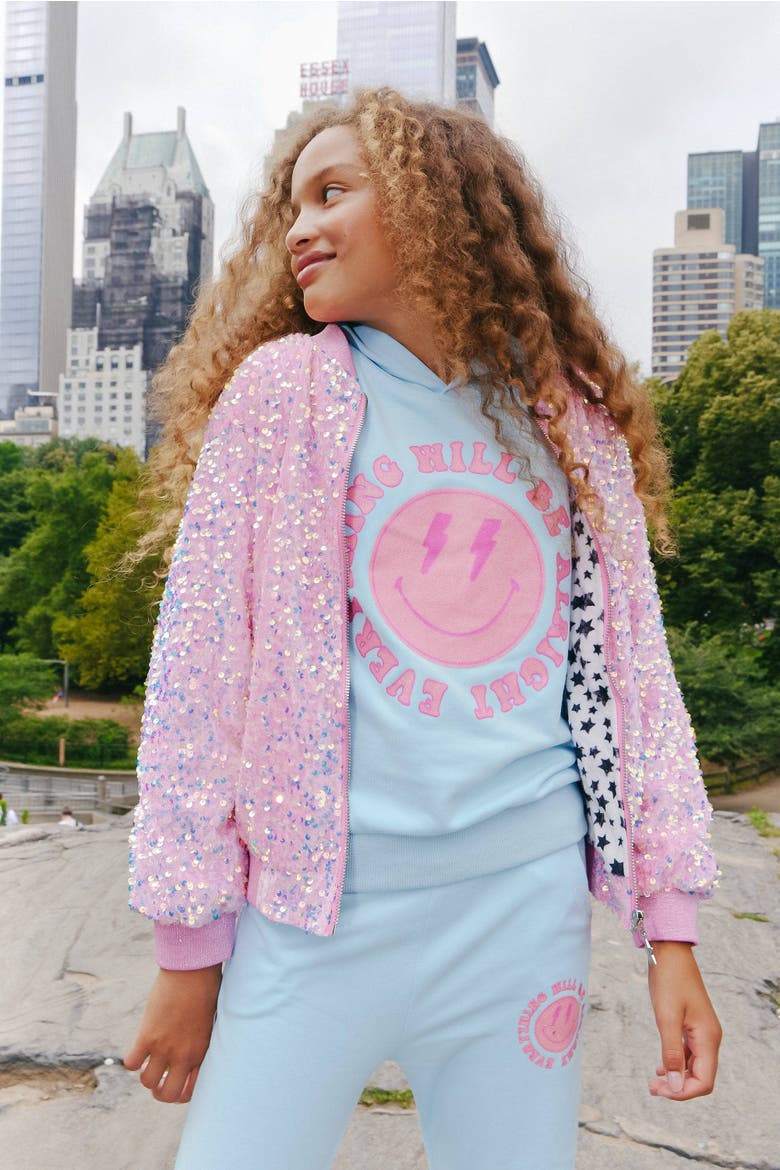 Pretty Sequin Bomber, Alternate, color, Pink