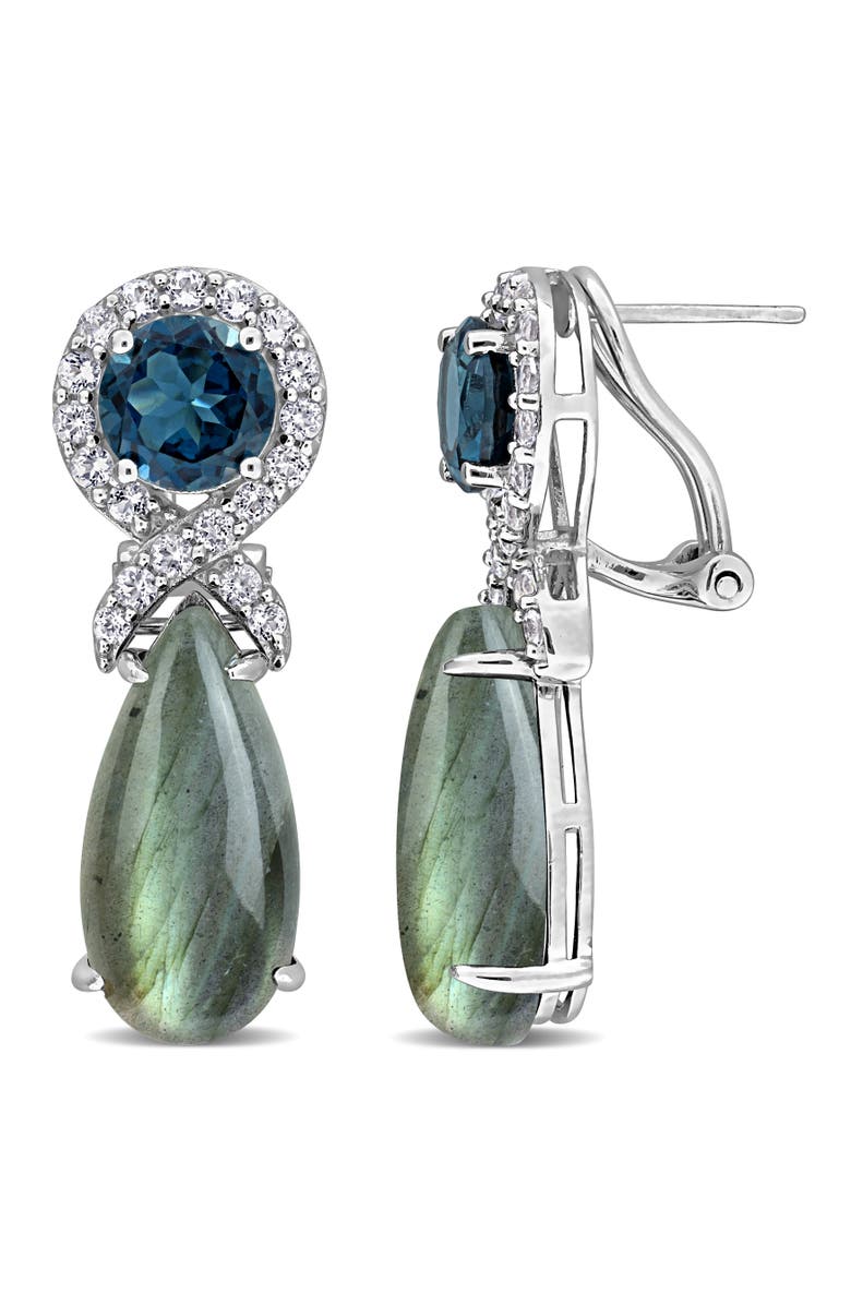 Julianna B. Gemstone Dangle Leverback Earrings Sterling Silver, Main, color, Labradorite/Sterling Silver