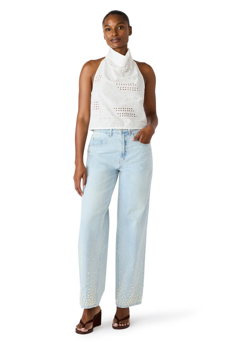 Sydnee Beaded Straight Leg Jeans, Alternate, color, SULPHUR SPRING