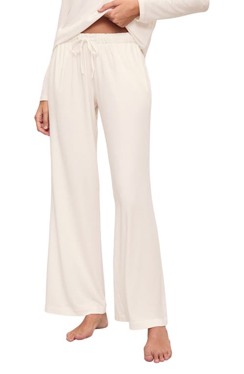 Eberjey Cozy Time Drawstring Wide Leg Pants In Ivory